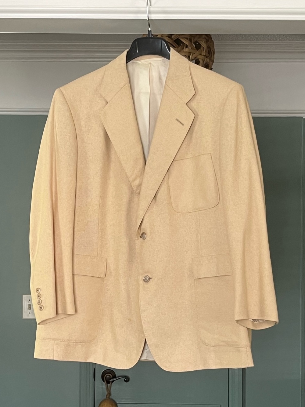 Miller Brothers with Loro Piana Custom Light Beige Cream Two-Button Sport Coat